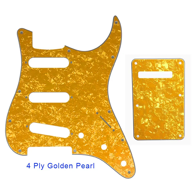 4 ply golden pearl Pleroo 11 винт гитара отверстия накладку с задней пластины костюм для США/Мексика Fender Stratocaster Стандартный SSS ST царапинам - Цвет: 4 ply golden pearl