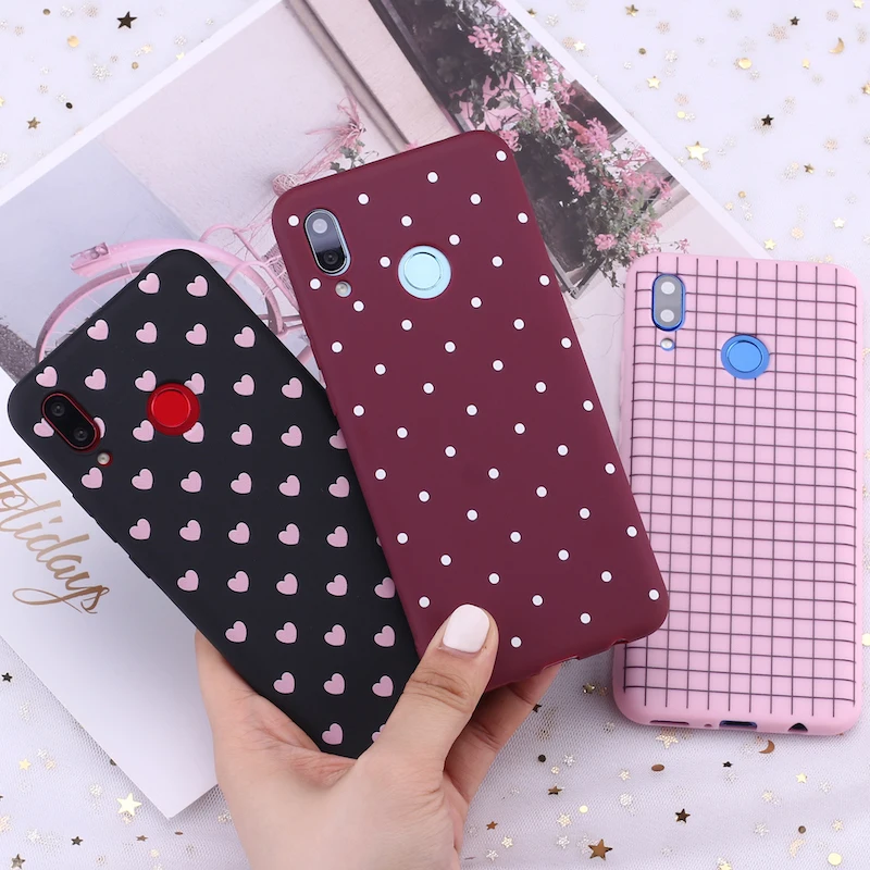 

For Samsung S8 S9 S10 S10e S20 Plus Note 8 9 10 A7 Polka Dot Striped Heart Burgundy Candy Silicone Phone Case Capa Fundas
