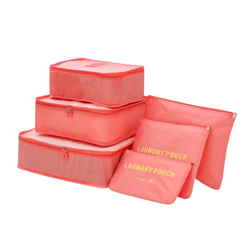 Orange MOGULVXING 6 шт./компл. дорожная сумка для одежды функциональная дорожная аксессуары Чемодан Органайзер высокого Ёмкость Сетка упаковочная коробка - Цвет: Orange