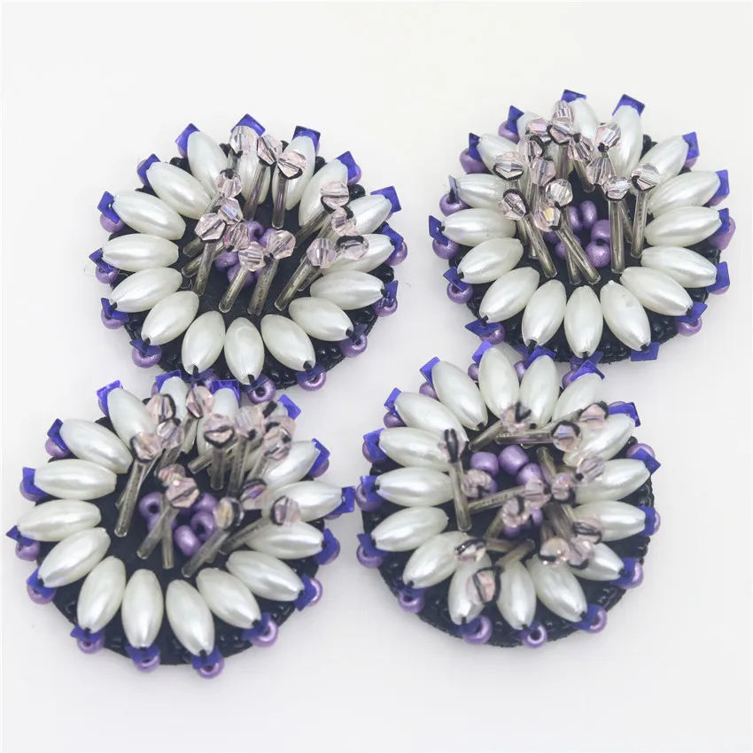 purple white tassels handmade resin crystal rhinestones applique beaded sequins flowers Fancy clothing accessories sew glue 1pc | Дом и сад