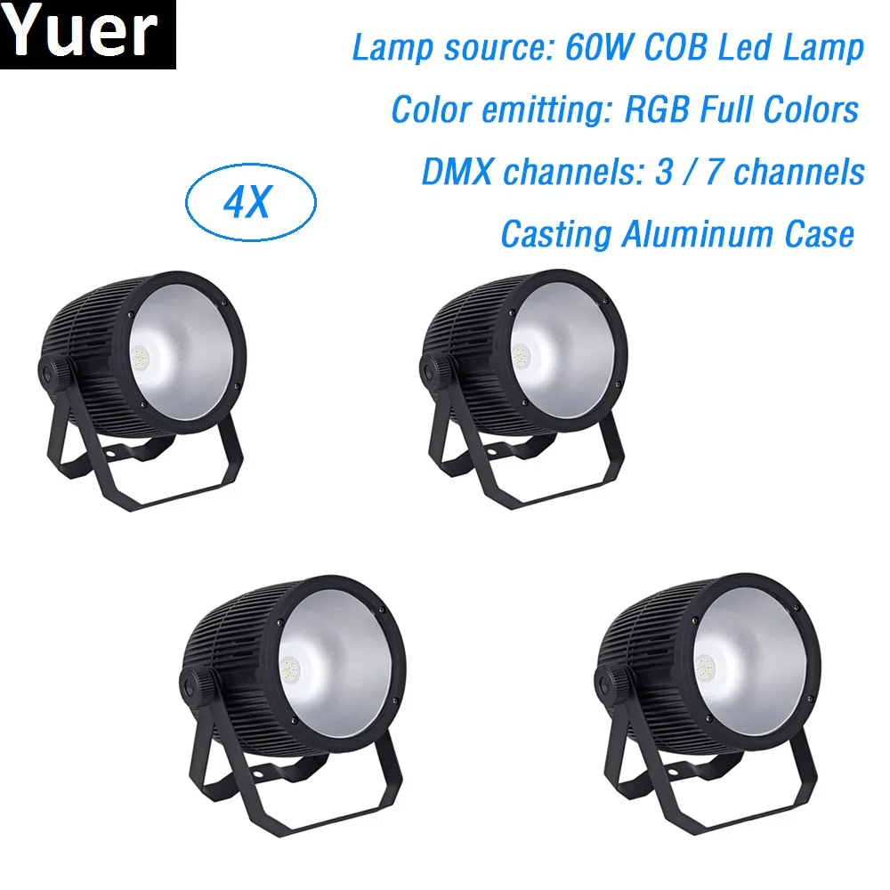 4xlot COB Par Светильник 60W RGB 3 в 1 высокой мощности Алюминиевый Чехол Dj DMX Светодиодный