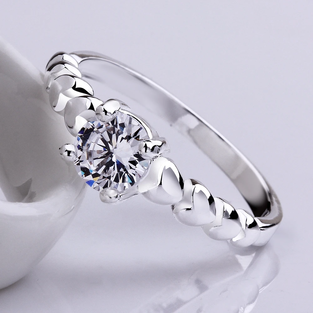 Серебряное модное обручальное кольцо ювелирное изделие маленькое Сердечко с