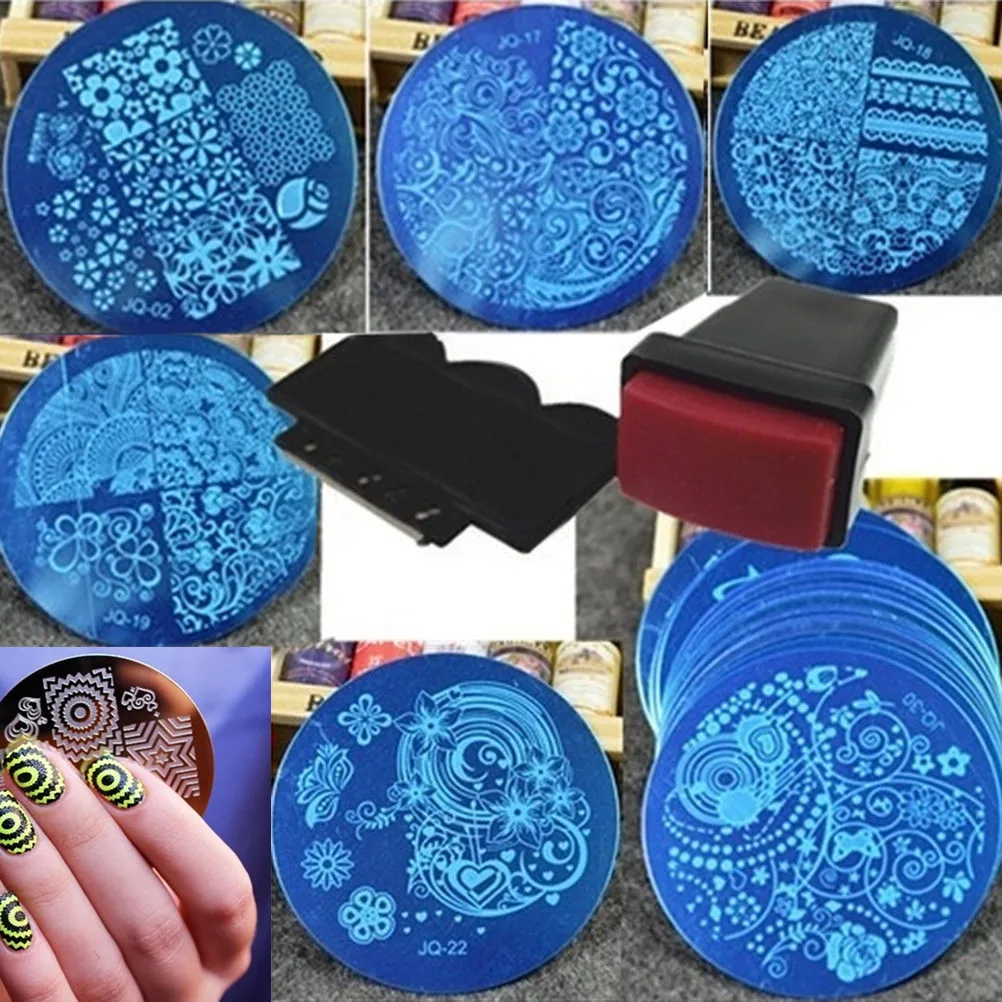 10 шт. пластины для ногтей + 1 Stamper скребок шаблоны дизайна штамповочные DIY