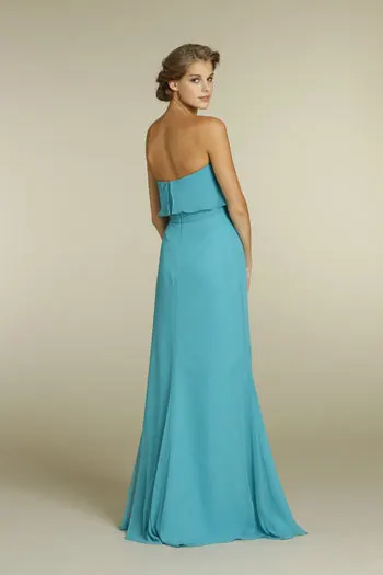 Prom Dresses Sale -Strapless Neckline Bridesmaid Ruffles Chiffon A-Line Side Slit Floor Length Natural Waist | Свадьбы и торжества