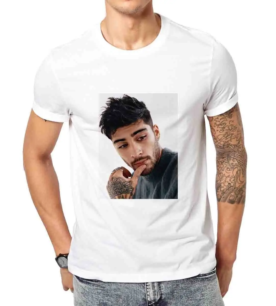 Zayn Malik Мужская футболка хлопковая с принтом Футболка Топ Продажа хипстер Мода