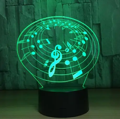 Music Note 1 Светодиодный 3d-ночник Музыка Примечание с 7 цветов света для украшения дома лампа потрясающая визуализация Оптическая иллюзия удивительные подарки - Испускаемый цвет: Music Note 1