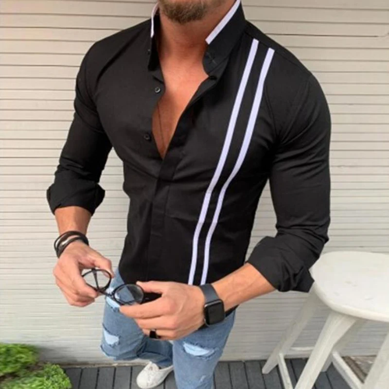 Men's Casual Business Shirts Long Sleeve Luxury Brand Minimalist Solid Color Cotton Long Sleeve High Quality Males Social Shirts