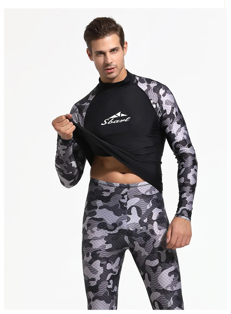 Камуфляжный мужской купальник Rashguard с длинным рукавом для серфинга плавания