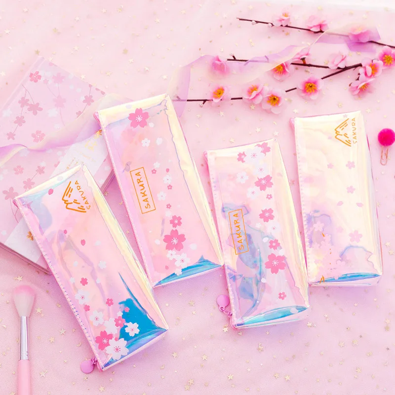Милый чехол карандаш креативный с лазерной ручкой Kawaii прозрачный для девочек