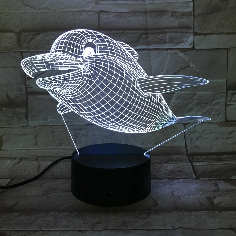 

Cute 3D Dolphin Led Night Light 7 Colors Dimming illusion Bedroom Table Desk Cafe Home Decor Cartoon Child Toy Gift