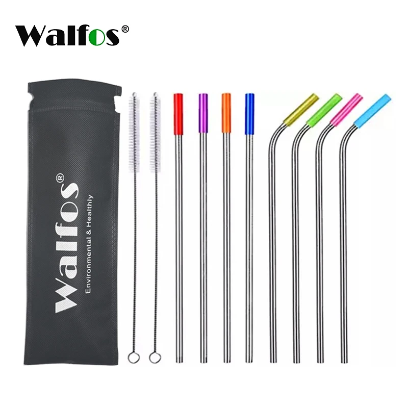 Запасные металлические соломинки WALFOS из нержавеющей стали набор силиконовых