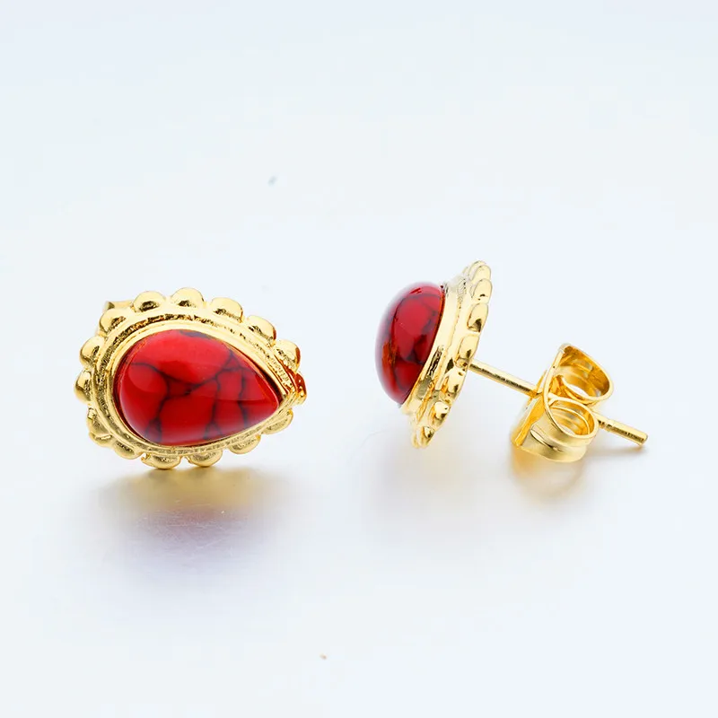 Vietnam Sand Gold jewelry Gem Stone Water Drop-shaped Pins Earrings Women Accessories Wholesale | Украшения и аксессуары