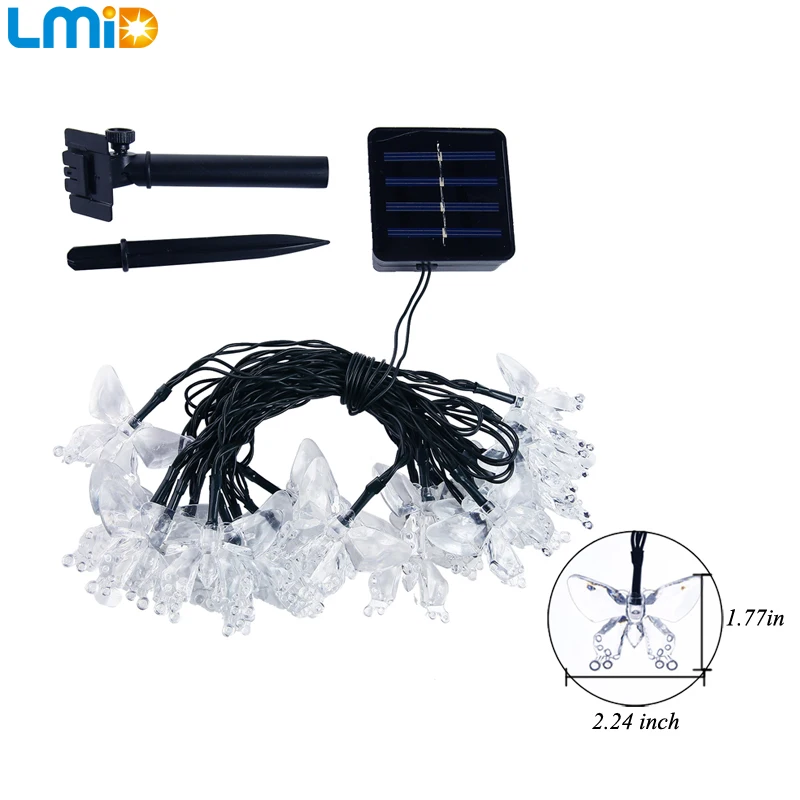 LMID солнечные лампы Красочные бабочки гирлянда Фея Luces водонепроницаемый Рождественский Открытый Сад Солнечный светодиодный светильник украшения