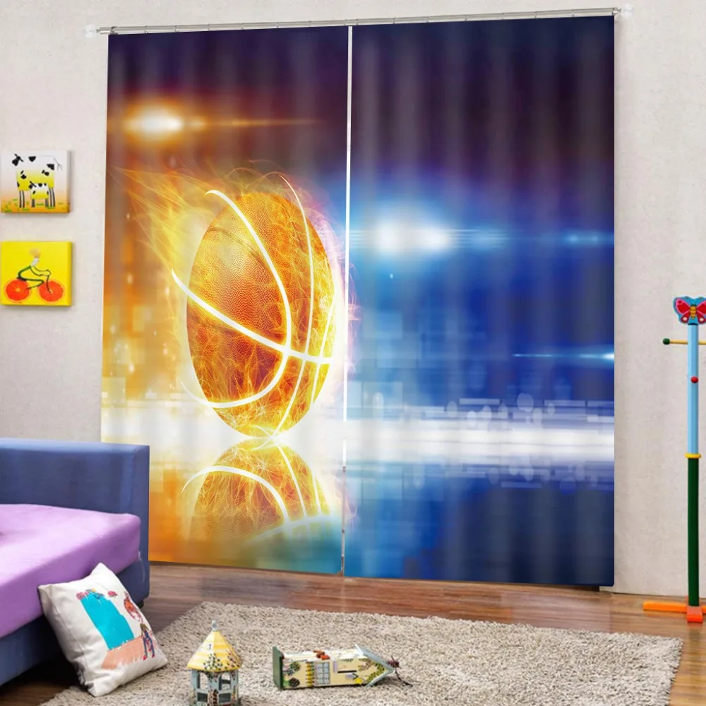 3D Curtain Photo Basketball flame Blackout Curtains Printing Blockout Living Room Bedroom Window | Дом и сад
