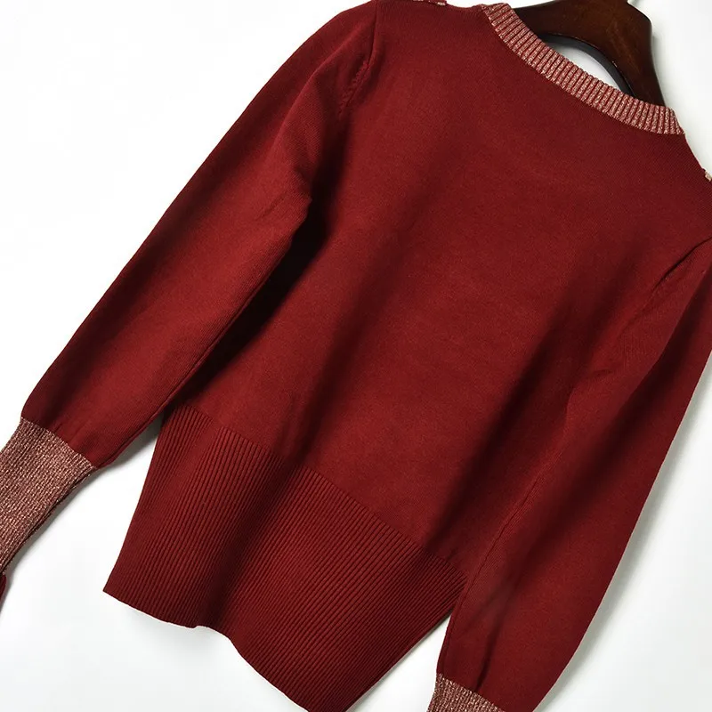 Womens Sweaters 2018 Winter Long Sleeve O-neck Argyle Jacquard Knit and Pullovers Black Red Blue Clothes Women | Женская одежда