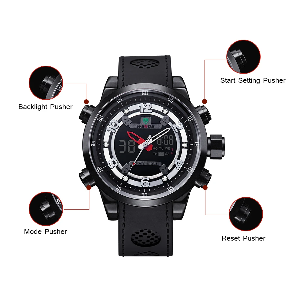 Weide кварцевые спортивные наручные часы повседневное оригинальные Водостойкий