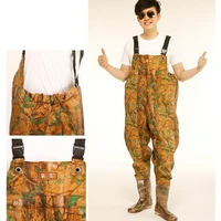 men women hunting waterproof bootfoot fly fishing chest rubber waders wading boots suit with camouflage pants hw072