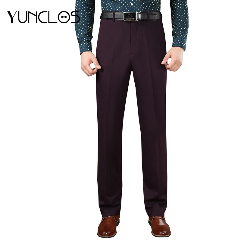 YUNCLOS формальный костюм брюки для мужчин фиолетовый Pantalon Hombre длинные мужские