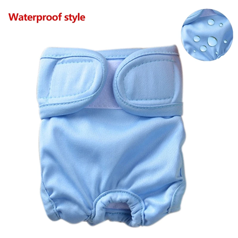 Waterproof Blue Физиологические штаны для домашних животных для женщин, маленьких собак, щенков, моющиеся прочные подгузники для собак, нижнее белье, гигиенические короткие подгузники, нижнее белье для домашних животных - Цвет: Waterproof Blue
