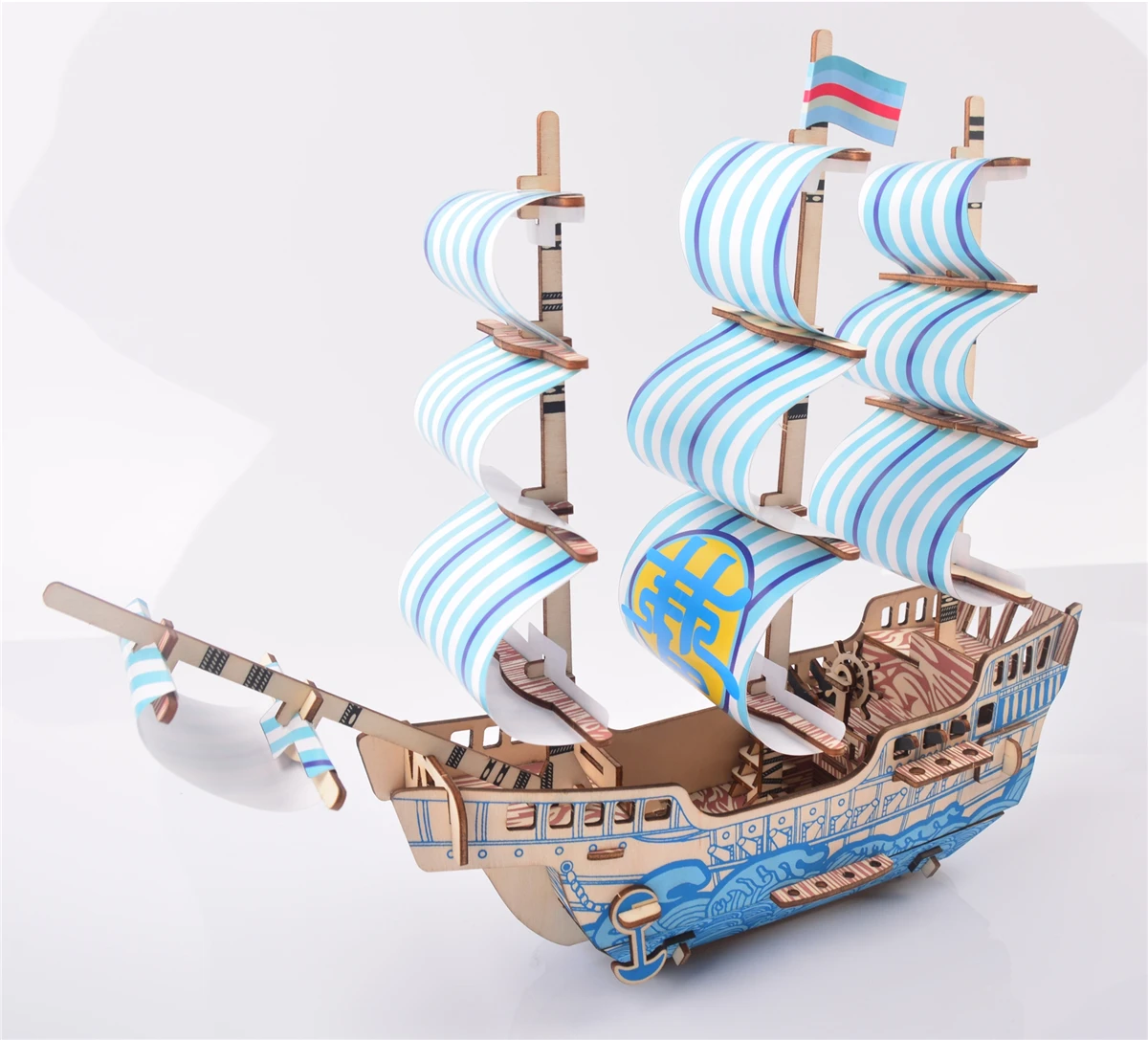 Laser Cutting New Assembly DIY Education Toy 3D Wooden Model Puzzles For Kids Gifts Of Blue Dream Ship Sailing Boat | Игрушки и хобби