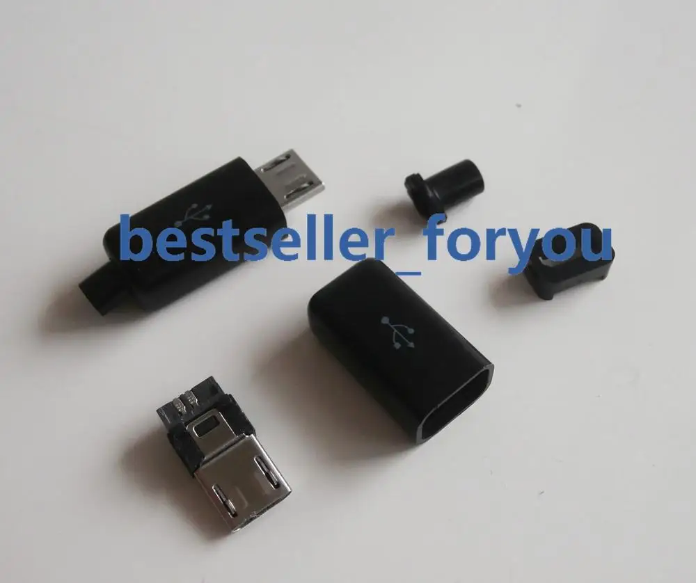 50 шт. Micro USB 5 Pin Type B Папа 4 Piece разъем припоя черная крышка|Соединители| |