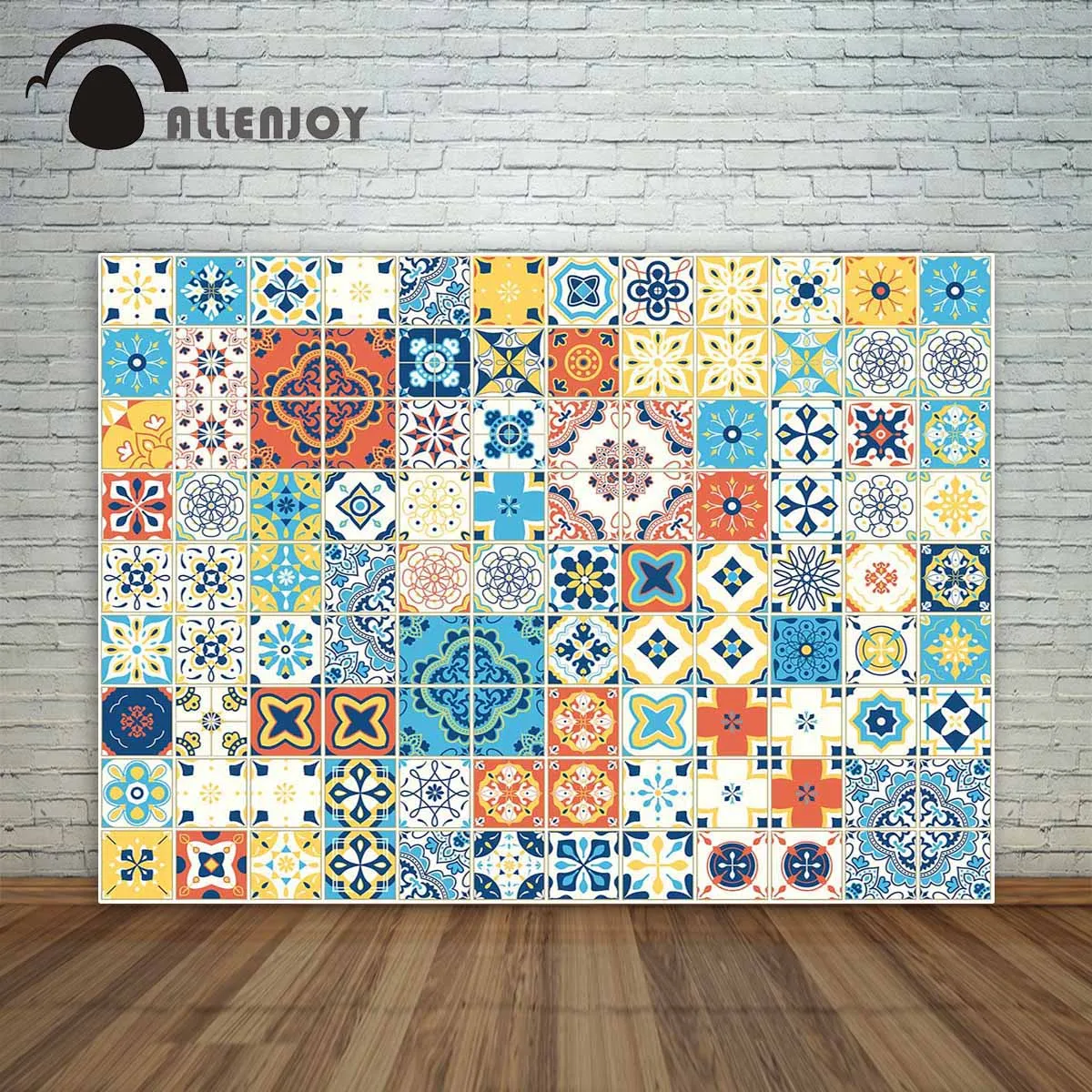 Allenjoy photographic background Multicolor tiles flower pattern Mediterranean style Vintage new backdrop photocall photo | Электроника