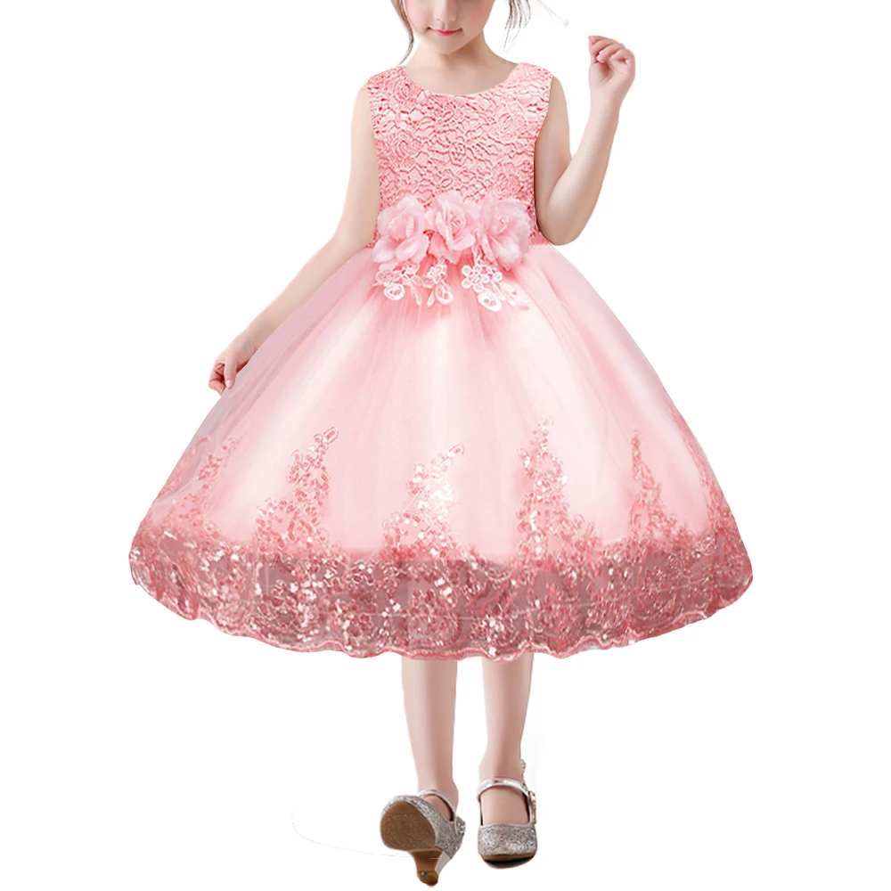 BAOHULU Fancy Flower Baby Girls Dress Lace Children Wedding Party Birthday Dresses for Kids Infant Princess Ball Gown Bow | Детская