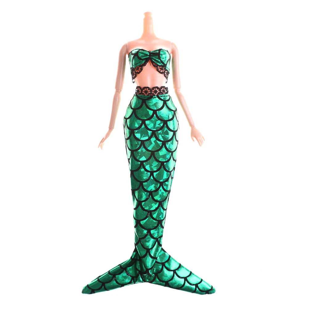 

2PCS/set Fashion Clothes Handmade Dolls Mermaid Tail Dress Baby Toy Party Dress Gown Skirt For Barbie Doll Accessories