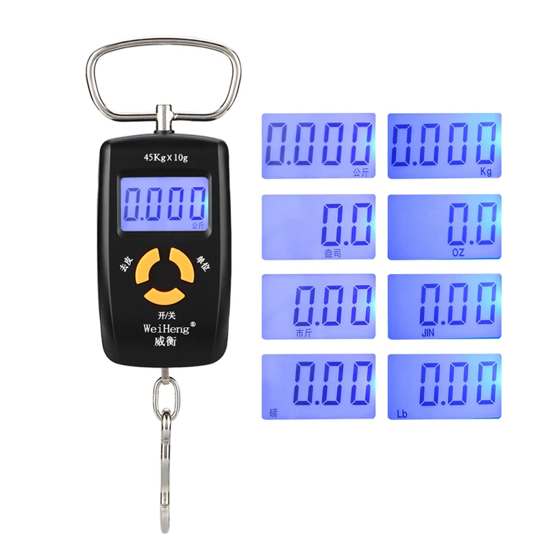 1 шт. 45 кг 5,0 г/10 г Портативный Мини цифровые весы высокое качество двойную точность Портативный крюк Подвесные Весы Подсветка Чемодан весы