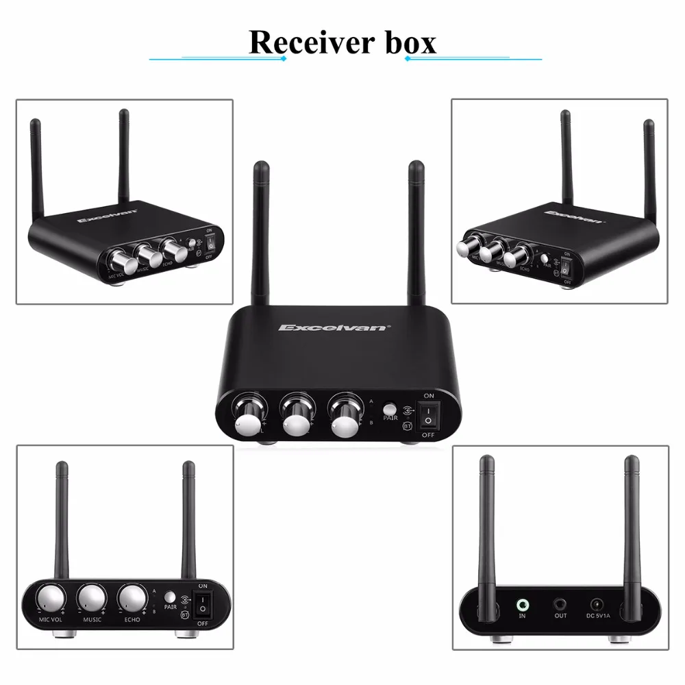 Excelvan K38 беспроводной микрофон Bluetooth приложение Регулируемый эхо профессиональный микрофон для образования вечерние с приемником
