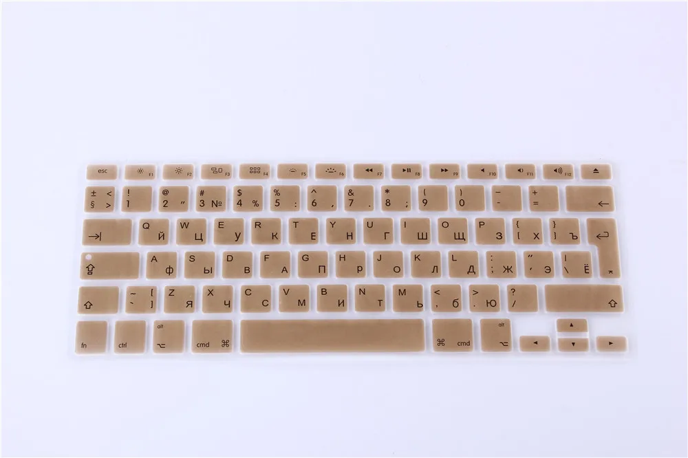 RYGOU для Macbook Air 13 крышка клавиатуры с русскими буквами для Mac Book Pro 13 15 17 imac Силиконовая Защита клавиатуры наклейки - Цвет: Золотой
