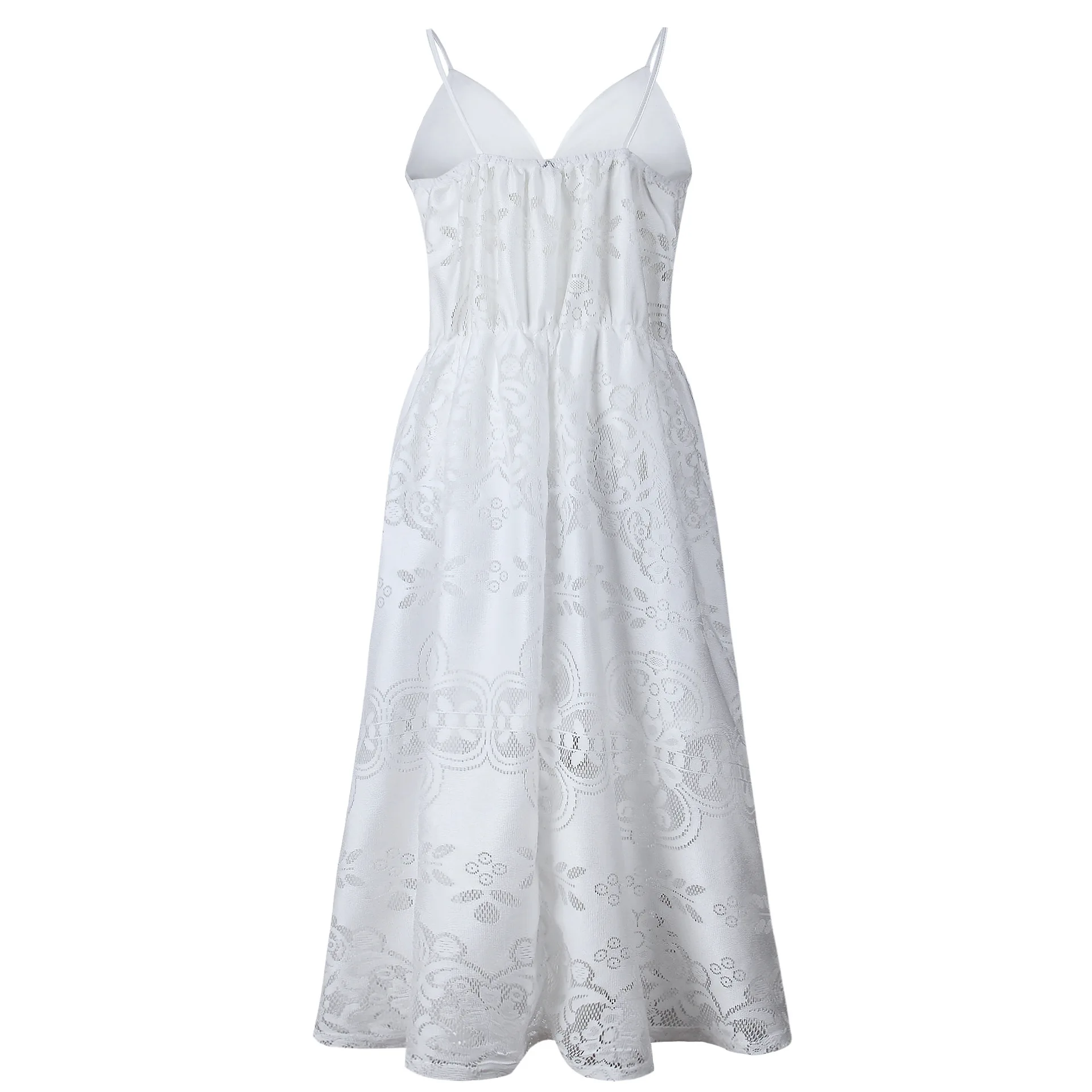Женское кружевное платье на пуговицах повседневное белое миди с открытой спиной