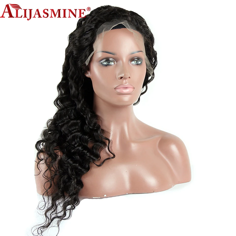 250 Density Deep Wave Human Hair Wigs 360 Lace Frontal With Baby Pre-plucked Natural Hairline Peruvian Remy | Шиньоны и парики