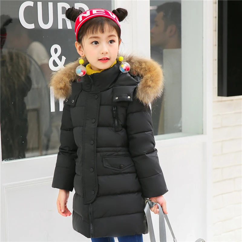 Зимняя куртка для девочек 2018 Детское пальто детская парка теплые длинные пуховые