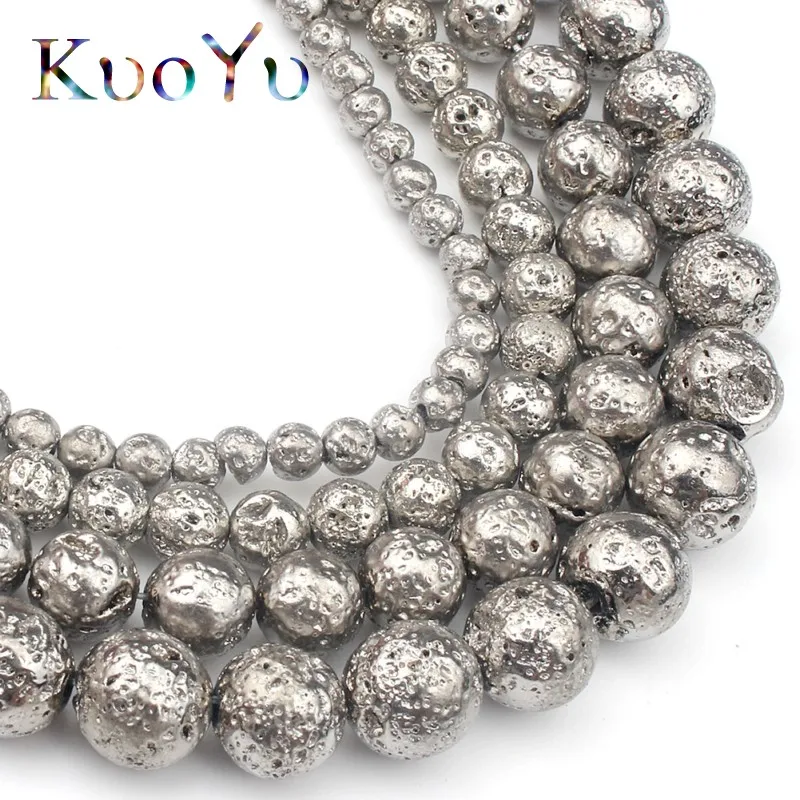 Серебряное покрытие камень из вулканической лавы Diy Шарм браслет натуральный