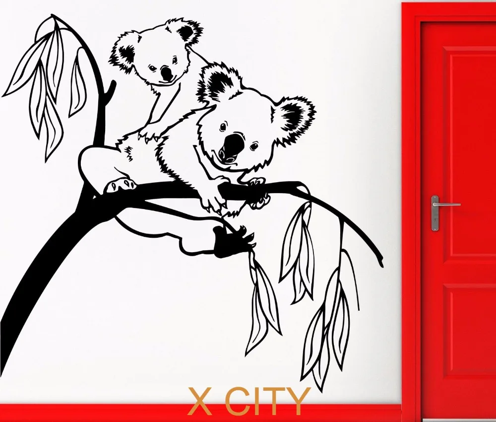 Черная наклейка на стену Koala забавная австралийская с животными Съемный
