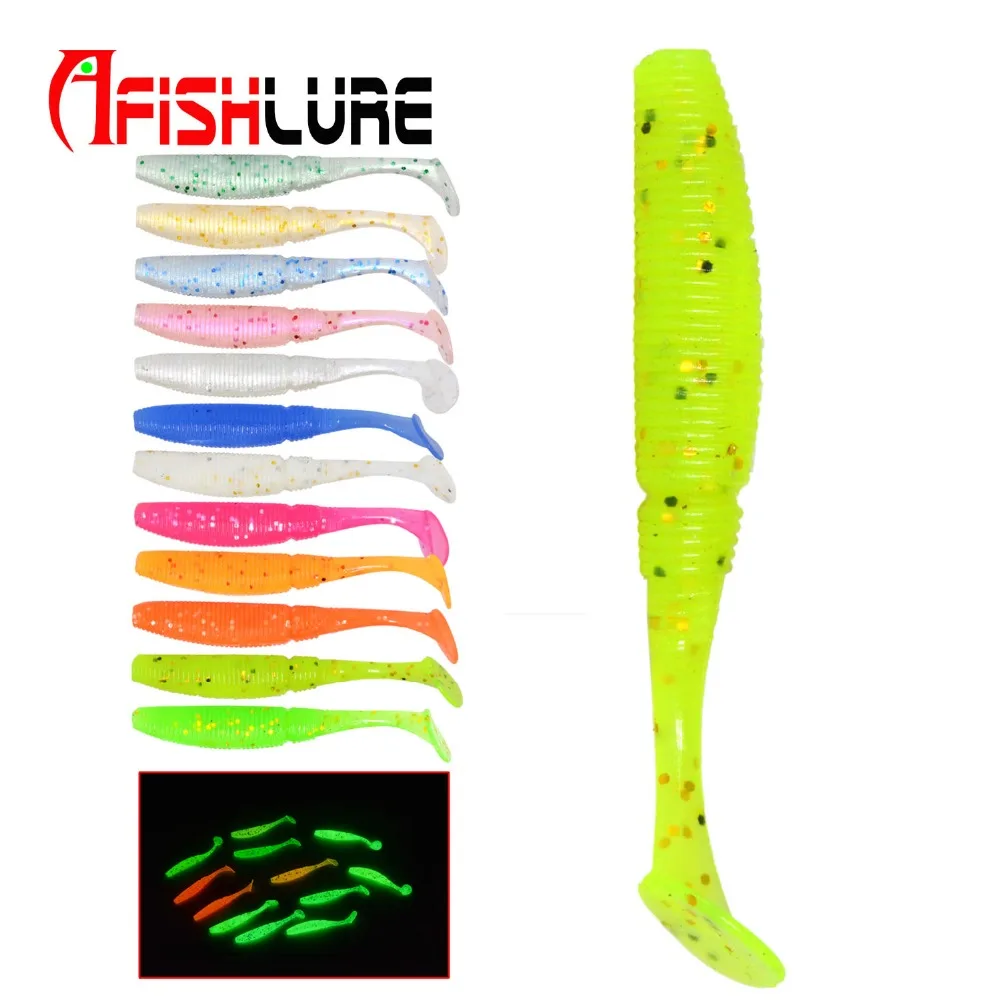 Afishlure мягкая рыболовная приманка 1 г 50 мм 15 шт./лот Мягкая светящаяся в темноте Т