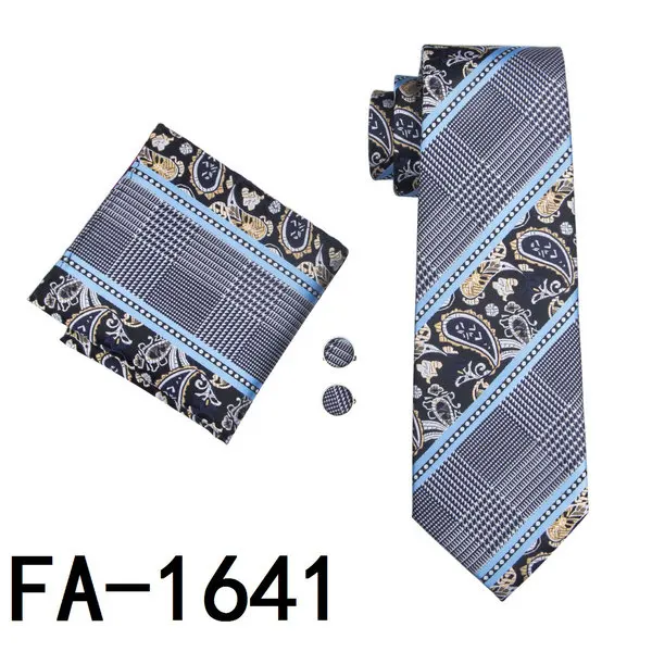 FA-763 Мужской Галстук Фиолетовый Пейсли шелк жаккард галстук Hanky запонки Набор Бизнес Галстуки для свадебной вечеринки для мужчин - Цвет: FA-1641