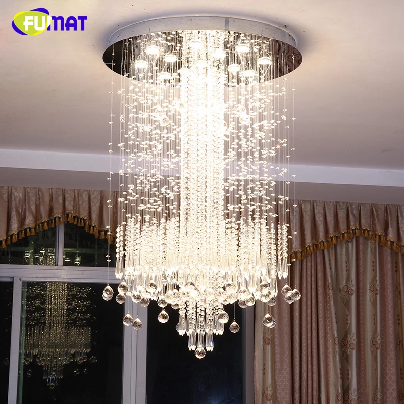 安い Fumat K9クリスタルシャンデリアライト現代クリスタルシャンデリアランプ用ヴィラペントハウススパイラルled K9クリスタルシャンデリアランプ