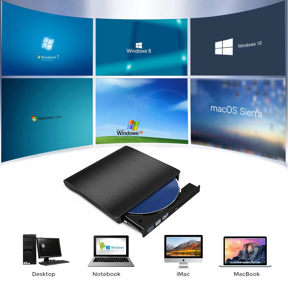 USB 3 0 внешний DVD CD Привод горелка тонкий портативный драйвер для CHUWI ZEUSLAP T bao Teclast