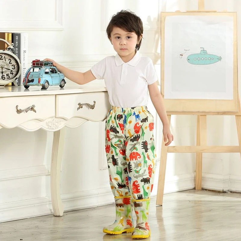 Детские непромокаемые штаны из полиэстера для мальчиков и девочек цвет розовый