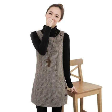 Зимнее платье для женщин осень женские модные пуговицы боковые сумки молния