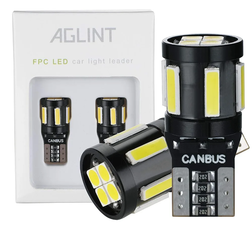 AGLINT 2 шт. T10 5W5 194 Светодиодный лампочки CANBUS 7020 + 3030 светодиодный 10 чипы авто
