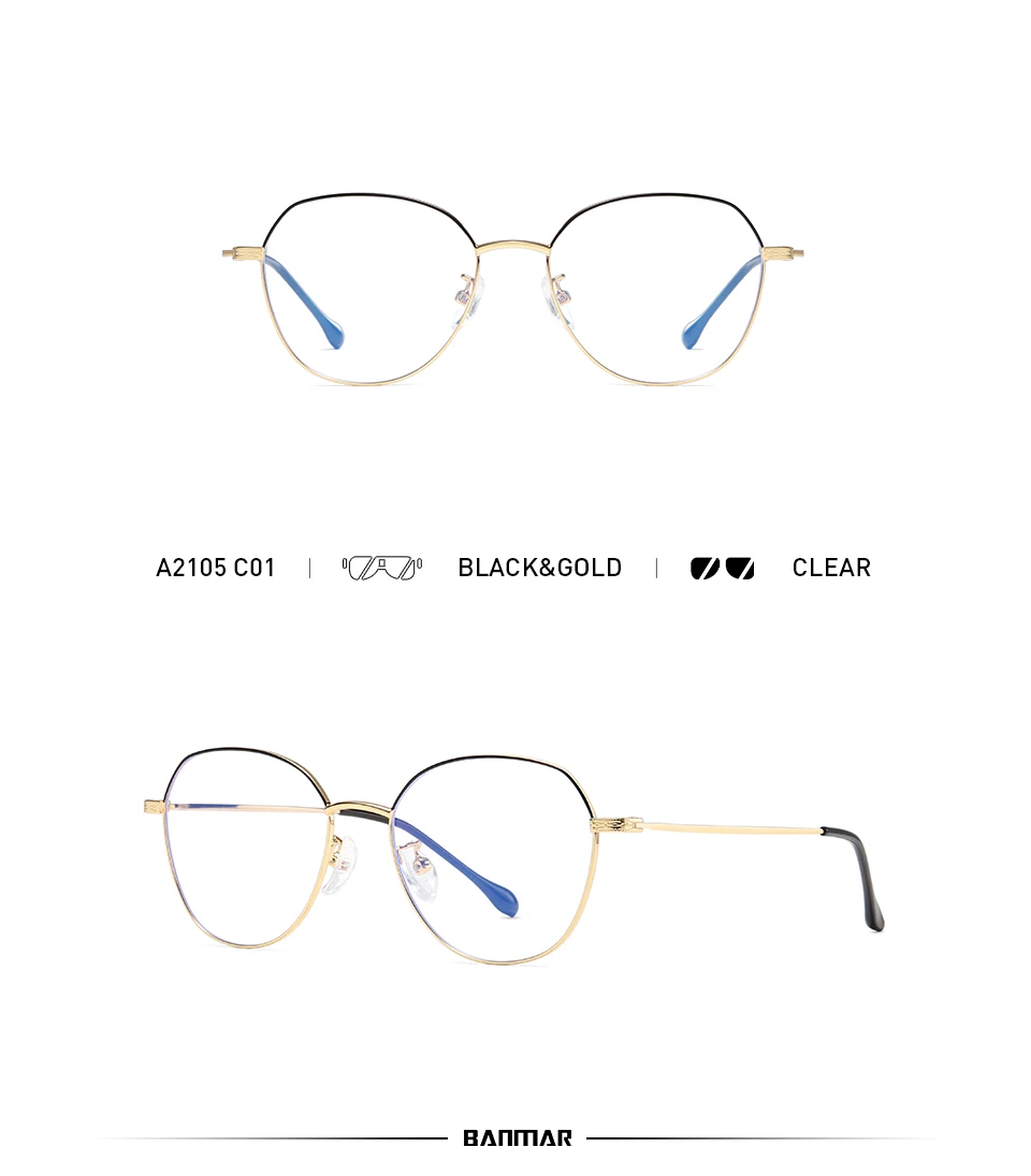 BANMAR Blue Light Blocking Glasses Unisex Round Computer Reading Glasses Readers Anti Glare Eyeglasses Blue Ray Glasses A2105