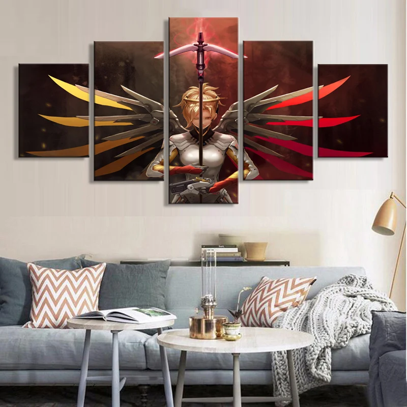 5 шт. холст Картины за часы игры милости печатать фотографии home decor оформлена
