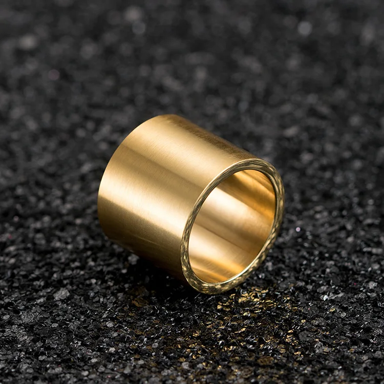 Gold Титановая сталь матовое большое кольцо для мужчин супер широкое матовое Золотое мужское кольцо для большого пальца мужское ювелирное изделие 19 мм - Цвет основного камня: Gold