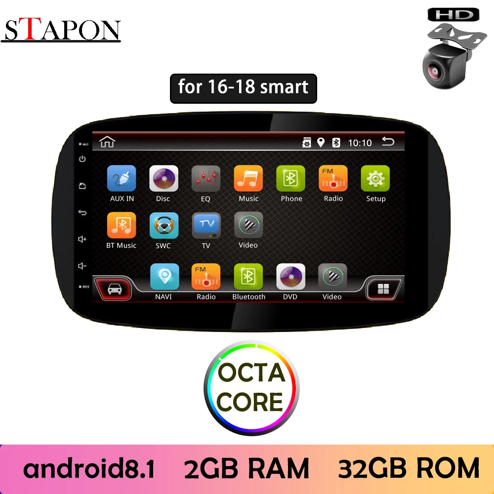STAPON 9 дюймов для smart 2016 18 автомобилей Android8.1 2GBRAM навигация рулевое колесо