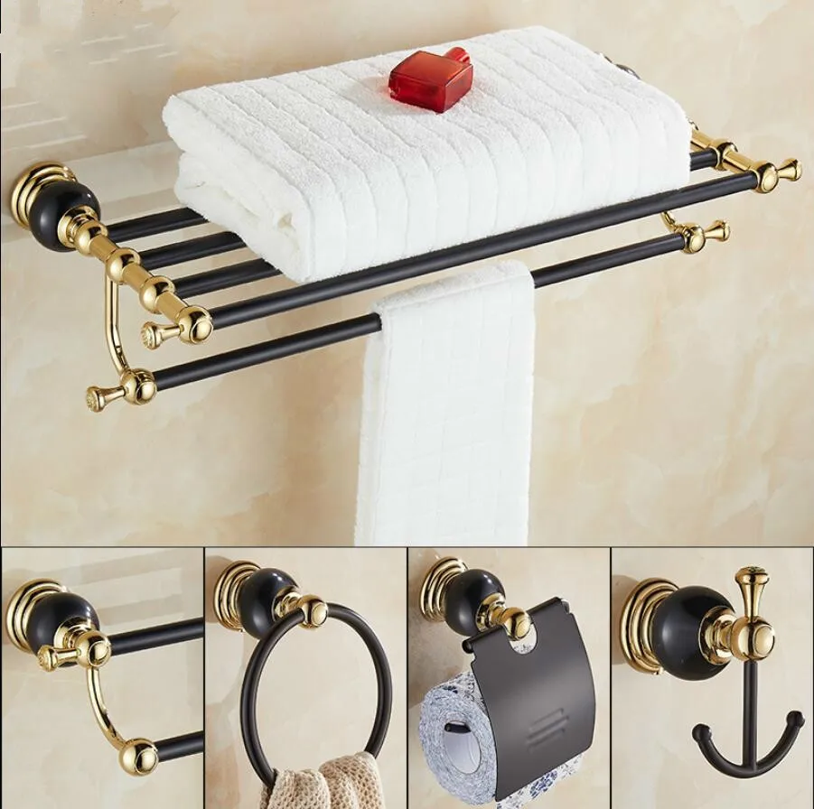 

New brass and Jade Gold Black Bathroom Accessories Set,Paper Holder,Towel Bar,Soap basket,towel rack,hook bathroom Hardware set