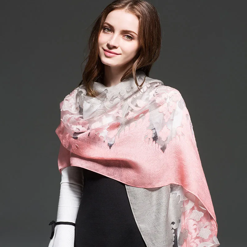 Summer New Organza shadow Double Colors Hollow Lace Long Scarves Sunscreen Beach Scarfs All-Match Muffler Muslim Hijab Bufandas |