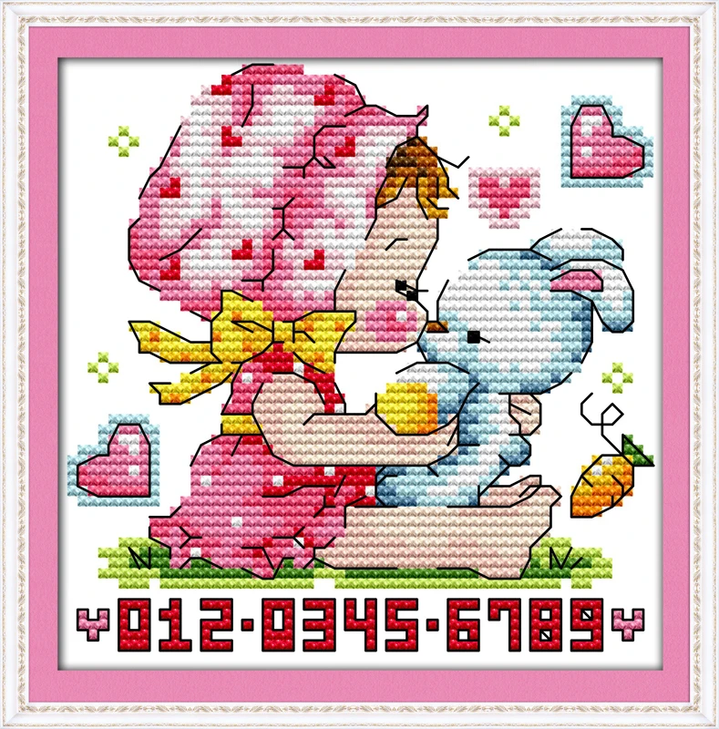 Joy Sunday мультяшный стиль поцелуй маленький кролик искусственная Вышивка
